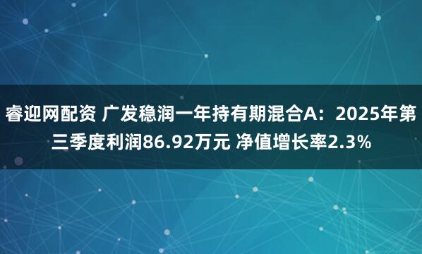 睿迎网配资 广发稳润一年持有期混合A：2025年第三季度利润86.92万元 净值增长率2.3%